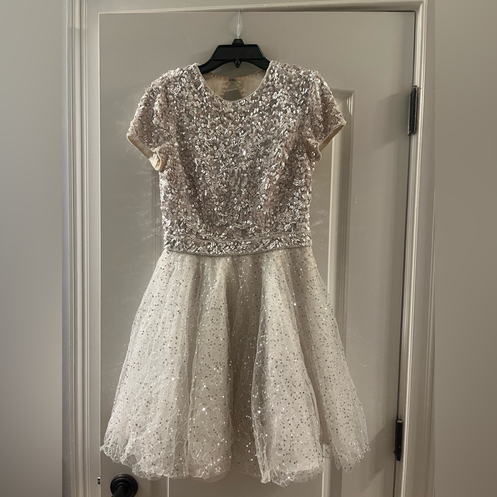 Sherri Hill Cream Sequin Mini Dress